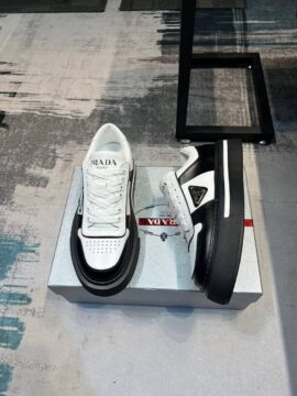 Prada Downtown Triangle Logo White Sneaker